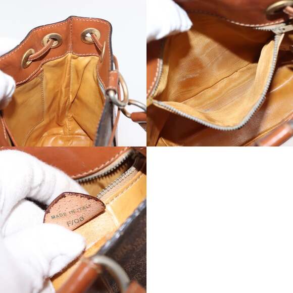 CELINE Macadam Canvas Shoulder Bag Pvc Leather Brown Gold - Picture 12 of 12